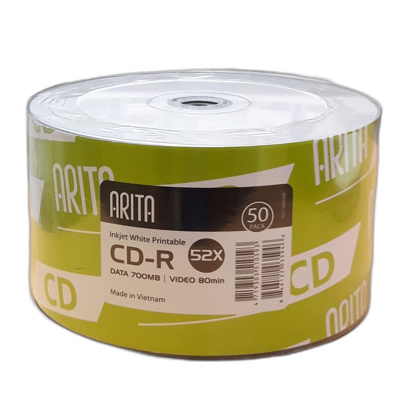 CD-R Arita Ritek 700MB INK-JET Printable 700MB szpula 100szt.