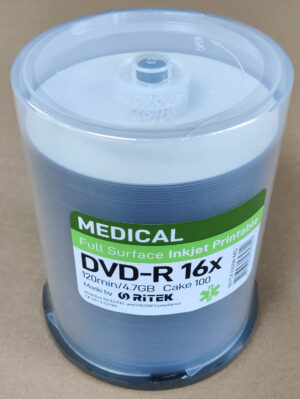DVD-R Traxdata Ritek Medical 4.7GB x16 INK-Jet Printable cake-box 100szt.